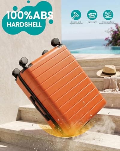 Shavont Large Suitcase 28 Inch Hard Shell Luggage ABS Travel Case (Orange) — view 4