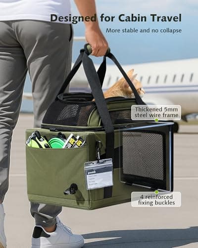 pecute Cat Carrier Top Expandable, Airline Approved Cat Carrier, Green — view 3