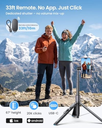 LOXP 67'' Phone Tripod with Remote, 0.01s Auto-Open for Content Creator — view 4