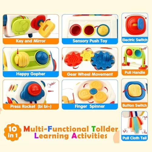 AotBlcer Busy Cube for Toddlers 1 Years Old, Montessori Toys for 1 Year Old for 1 Year Old Boys Girls - Airplane Plane Car Travel Toys for 6 to 18 Months Toddlers Educational Learning Toys — view 2