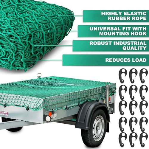 Cargo Nets Heavy Duty, Net Cargo Net for Pickup Truck, Truck Cargo Netting, Roof Rack Cargo Net for Van Trailer Net Tie-Down Mesh Elasticated Polyethylene Bungee Netting for Luggage & Garden- 2.5x3.5M — view 6