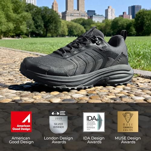 NORTIV 8 Men's Waterproof Lightweight Hiking Shoes,Size 9,All Black — view 3