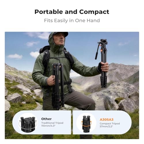 K&F CONCEPT 73” Camera Tripod with Fluid Head — view 3