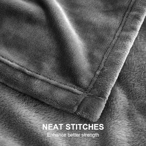 EHEYCIGA Throw XL Fleece Throw Blanket for Sofa 130x178cm, Grey — view 3