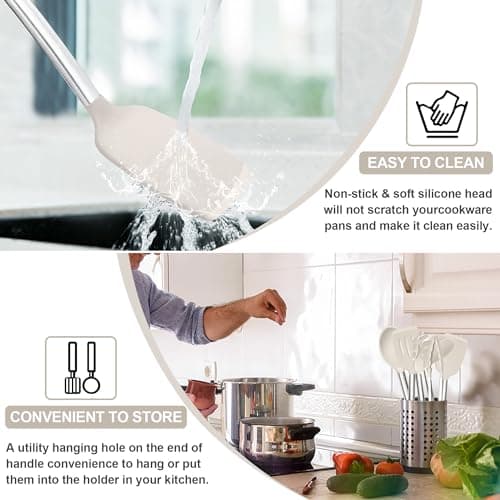 Herogo 6 Pcs Kitchen Utensil Set for Non-Stick Cookware Pan Cooking, Khaki — view 6