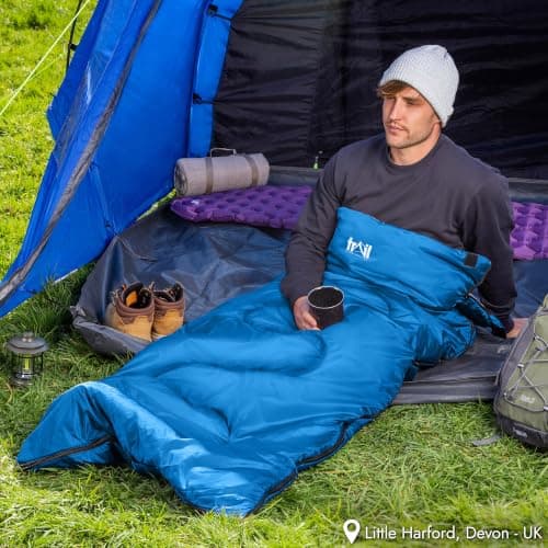 Trail Envelope Sleeping Bag For Adults, Single 2 Season Summer Spring Autumn 200gsm, Outdoor Camping, Lightweight Carry Bag, Storage Pockets, 190cm x 75cm — view 2