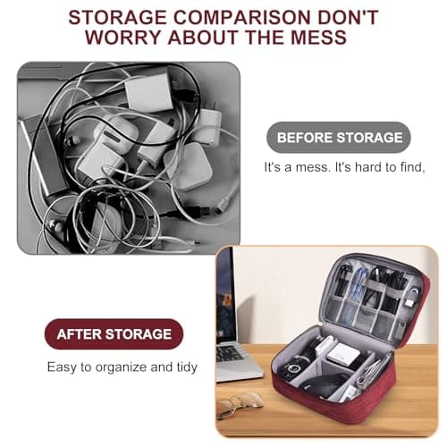 Megcdtr Electronic Organizer, Travel Cable Organiser Bag(Burgundy) — view 4