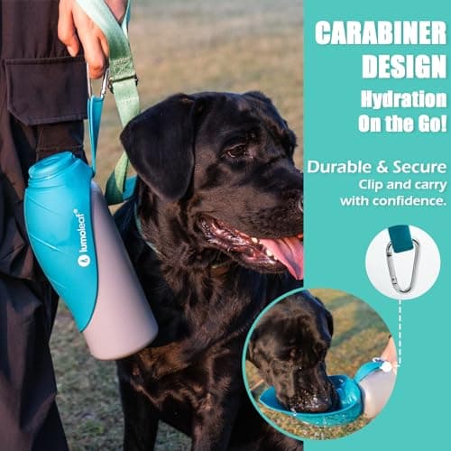 LumoLeaf Insulated Dog Water Bottle 27 oz Stainless Steel - Keep Water Cool or Warm, Portable Pet Water Bowl for Travel, Wide Mouth for Easy Ice Filling & Cleaning (Blue, 27 oz) — view 2