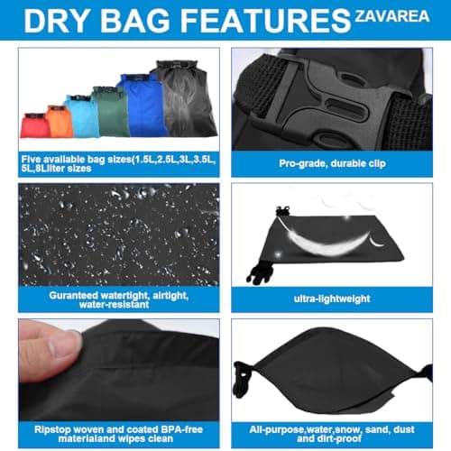 LICQIC Waterproof Dry Bag, Drybag Canoe Bag, 1 Pcs Black, 8 Litre — view 4