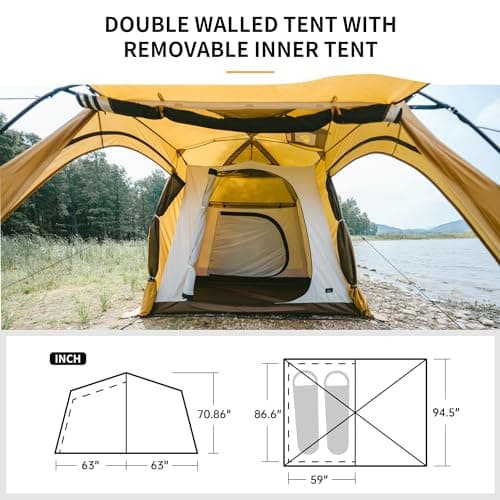 Naturehike 4 Hot Seasons Waterproof Camping Winter Thermal Family Tent with Chimney 2-4 Persons for Camping, Car Travel — view 5
