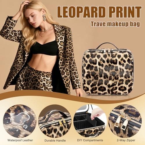 Makeup Bag with Light up Mirror, Travel Makeup Case with Mirror and Lights, Lighted Cosmetic Train Case with 3 Color Settings, Make up Organizer Bag with Adjustable Dividers Brush Board — view 4