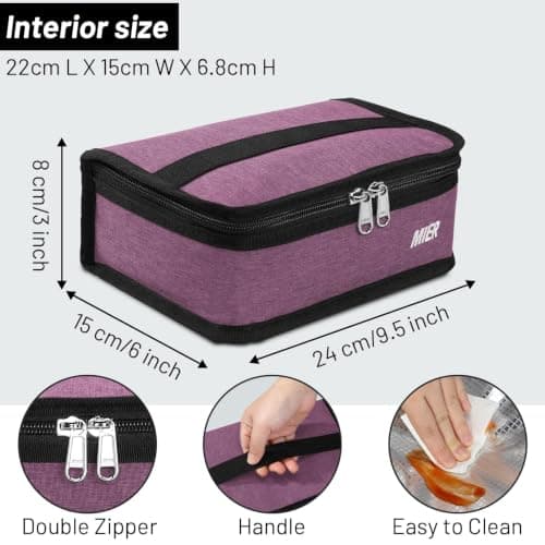 MIER Small Lunch Bag Insulated Compact Cooler for Backpack, Purple, 3L — view 4