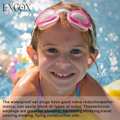 EXGOX 7 Pairs Silicone Ear Plugs for Sleeping Noise Cancelling Reusable Moldable Wax Earplugs for Swimming, Work, Airplane, SNR27dB(Pink) — view 2