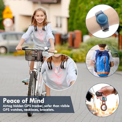 Airtag Holder for Kids Baby Toddler Hidden 2 Pack GPS Tracker Case, Anti-Removal Airtag Silicone Case with Safety Pins (Blue+Pink) — view 4