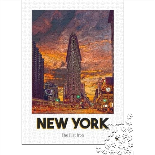 Flat Iron Building Jigsaw Puzzle 1000 Pieces, Romantic City Break Scene, 1000 Pieces for Adults, Travel Gift for Adults, Screen-Free Fun, 70x50cm/1000pcs — view 2