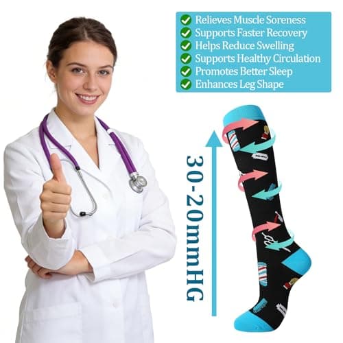 Zuimei 4 Pairs Compression Socks for Women 20-30 mmHg Flight Sock M — view 2