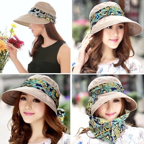 KXF Women 2 in 1 Foldable Sun Hat with Neck Flap Breathable Quick Dry 360°Protection Outdoor Sports Visor Large Brim UV Sun Protection UPF 50+ Beach Fishing Hat — view 5