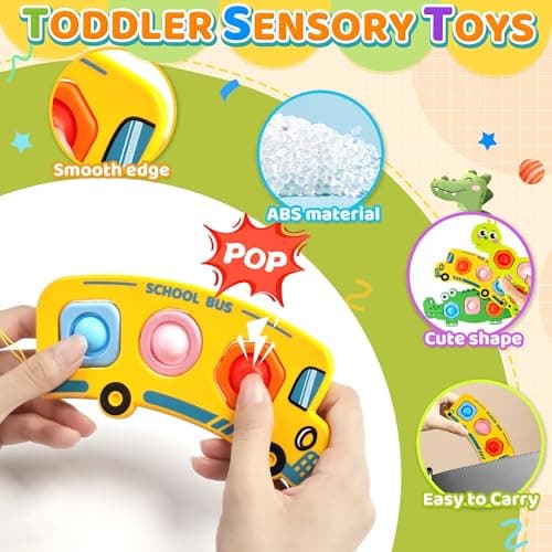 Bambebe 3PC Fidget Popper Sensory Toys, Pop It Toys for Toddlers Autism, Montessori Baby Toys for Airplane Travel Car, for 12+ Months 1 2 3 Year Old Boys & Girls — view 2