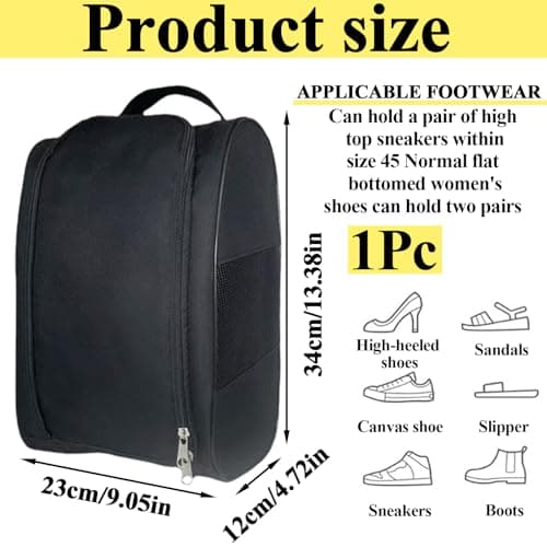 Golf Shoe Bag, Waterproof Football Boot Bag for Golf, Football, Rugby, Cricket, Travel, Gym, Storage, Black, 23 * 12 * 34 CM/9.05 * 4.72 * 13.38in — view 2