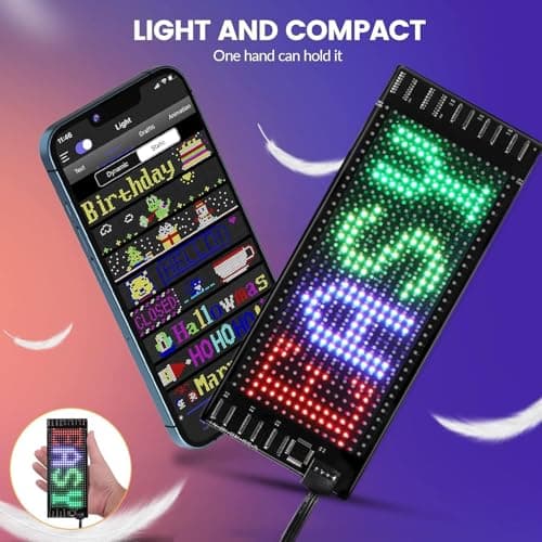 Programmable Car LED Flexible Display Sign – USB & App Controlled RGB Scrolling Text, Animations & Patterns – Bendable Thin Panel for Car Window, (black, 7.0 × 17.3 cm) — view 5