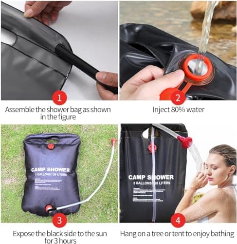 Garden Mile Solar Camping Shower 20L – Portable 5 Gallon Outdoor Shower Bag, Solar Heated Water Shower for Camping, Hiking, Beach & Travel Essentials — view 6