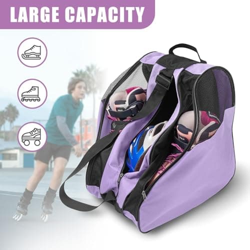 YEENAIV Skating Shoes Carry Bags Roller Skate Bag, Oxford Ice Skates Storage Bag for Kids & Adults, Unisex Adults Ice & Skate Bag Ii Fabric and Beach with Adjustable Shoulder Strap (Purple) — view 5