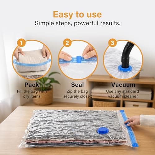 DID Jumbo Vacuum Storage Bags 70cm x 100cm for Clothes, Blankets & Bedding, Space Saving Compression Bags Reduce Volume by 80%, Airtight Reusable Vacuum Seal Bags for Travel Home Storage — view 3