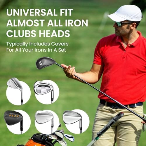 AXKAL Golf Iron Head Covers Synthetic Leather Set of 12(Black) — view 5