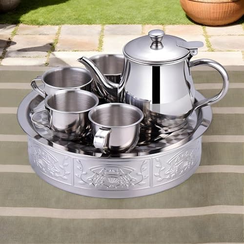 Stainless Steel Tea Set 70ml Cups Filter Screen Pretend Play Toy — view 4