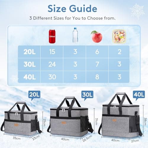 Lifewit Cooler Bag 60 Cans Collapsible and Insulated Large Lunch Bag Leakproof Soft Cooler Portable for Camping/BBQ/Family Outdoor Activities, Grey — view 2