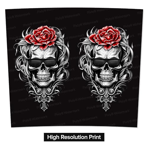 Pixly® Skull & Rose Thermal Travel Mug Coffee Tea Flask, 400ml/14oz Capacity, Funny Joke Fun Gift for Him Her — view 3
