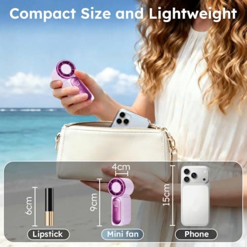AUAUY Portable Handheld Mini Fan, 6 Adjustable Fan Speeds(Purple) — view 2