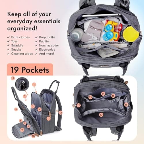 Dikaslon Baby Changing Bags Backpack, Large Baby Bag, 19 Pockets, Outdoors — view 3