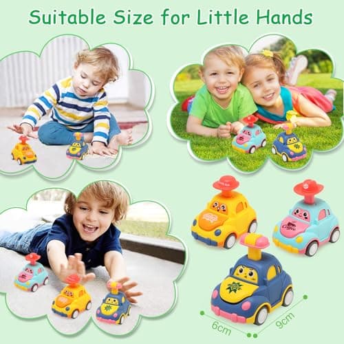 BelleStyle Toddler Toy Cars, 4Pcs Press and Go Baby Toy Cars for 1 2 3 Year Old Boys, Car Toys Set Early Educational Toys Gifts for 12 18 Months Kids Boys Girls — view 6