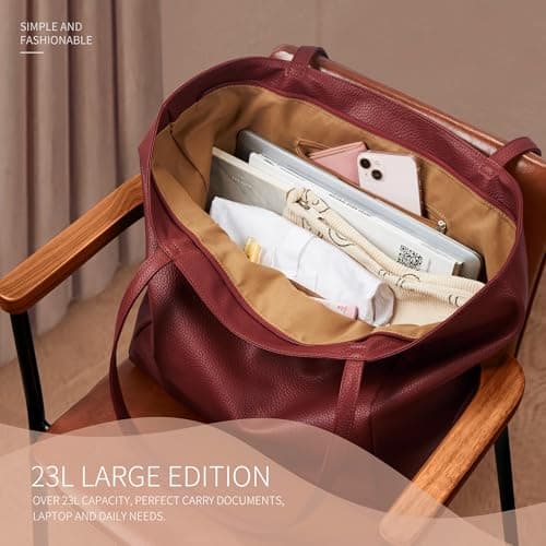 KALIDI Large Tote Bags Top Handle Handbags PU Leather with Zip for Women — view 4