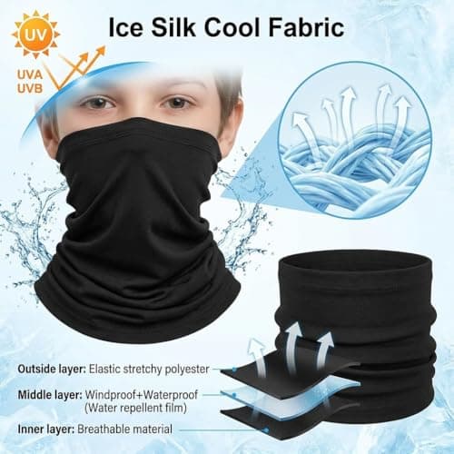 2Pcs Cooling Neck Gaiter for Kids Breatheable Face Cover UV Balaclava — view 2
