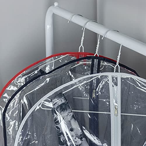 HANGERWORLD 100 cm (40") Suit/Garment Clothes Cover Bags, Pack of 6, Clear with Mixed Trim Colours — view 5