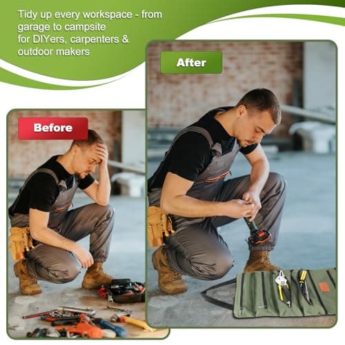 MORROWIND Roll up Tool Bag, Heavy Duty Portable Tool Organizer with Waterproof Oxford Cloth and Zipper Pouch, Rollable Carrying Storage for Mechanics Electricians and Repairmen, Green — view 4