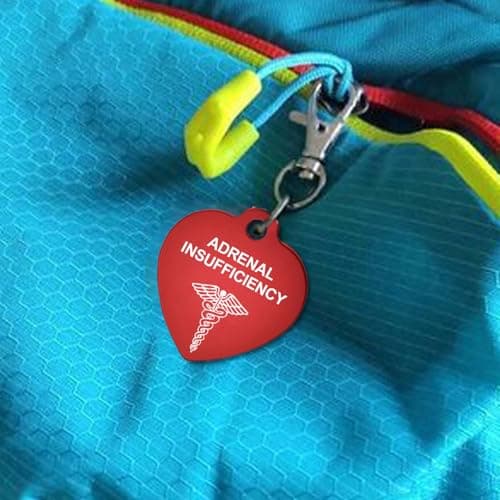 AITENME Medical Alert Tag for Bag Keychain Medic Id luggage tags for Man and Woman With Free Emergency Medical Alert Charm Keychain Accessories for Bags cloth (ADRENAL INSUFFICIENCY) — view 3
