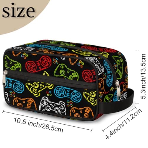 Travel Toiletry Bag for Boys Kids - Game Controller Waterproof Hanging Dopp Kit for Men, Shaving Bag with Large Capacity for Bathroom, Sports, Shower — view 2