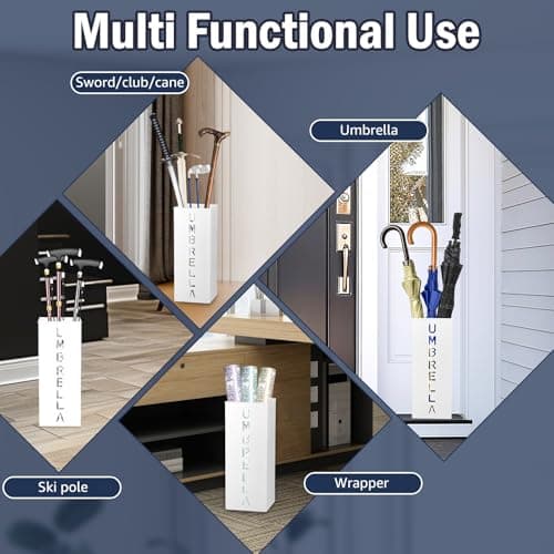 NZWBSHSSP Metal Umbrella Stand, Freestanding Square Mesh Umbrella Holder Walking Stick Stand for Home, Entryway, Office, Hotel and Supermarket Walking Stick Holder(White) — view 6