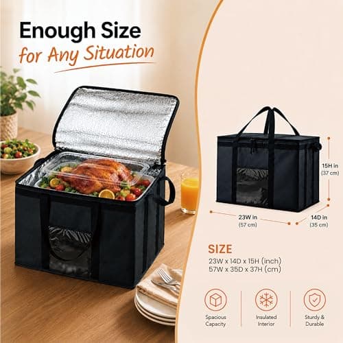 NZ home Food Delivery Bag, Thermal Cool Bag (3XL, Black, 1 Pack) — view 5