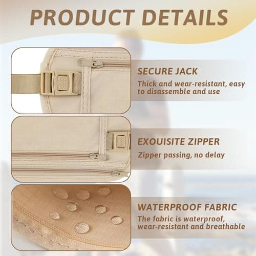 2 Pcs Secure Travel Money Belt Anti-Theft Waterproof Pouch Passport Holder — view 3