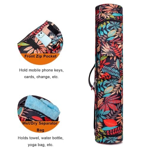Oaygat Yoga Mat Carrier with Pockets Portable Exercise Pilates Carrying Bag Yoga Mat Carry Luggage Bag Carryall Shoulder Bag with Bottle Pocket Wet Compartment Yogas Mats Carrier Women Men — view 2