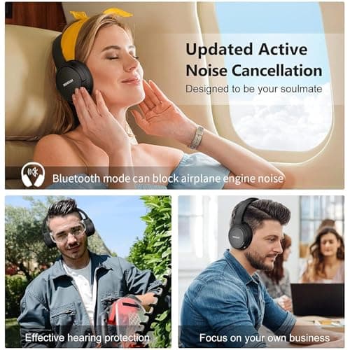 RUNOLIM Hybrid Active Noise Cancelling Headphones Bluetooth Wireless — view 4