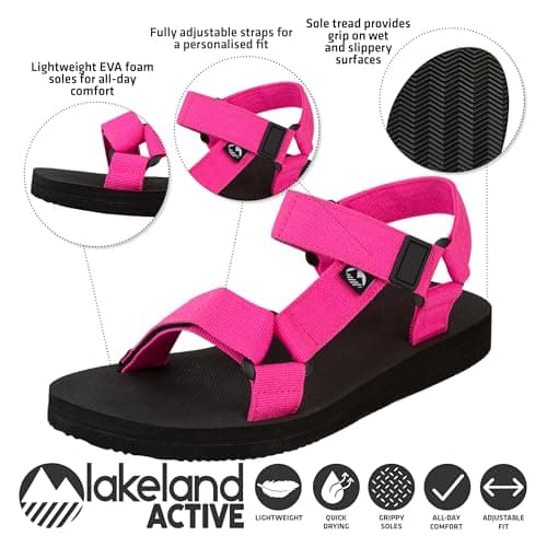 Lakeland Active Women's Mockerkin Adjustable Outdoor Walking Lifestyle Sandals - Pink - 6 — view 4