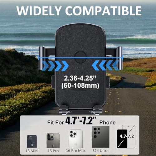 Bike Phone Mount Holder, Motorcycle Phone Mount for Scooter, Mountain, Dirt Bike, Stroller and Motorcycle, 360°Rotate Handlebar Phone Holder Compatible with iPhone & Android Smartphones from 4.7-7.2'' — view 2