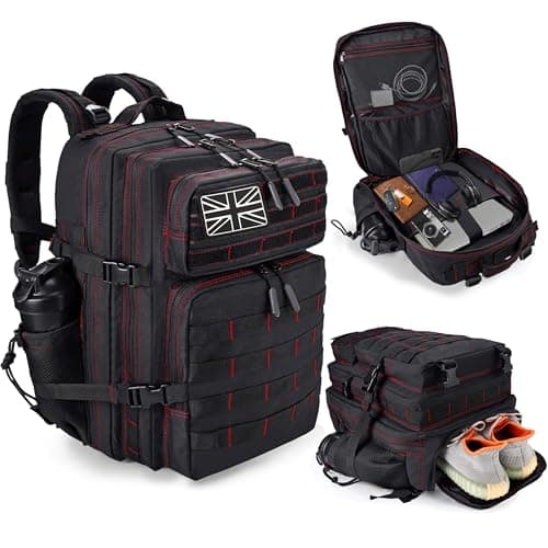 LHI Military Tactical Backpack for Men and Women 45L Large waterproof Rucksack with Shoe Compartment