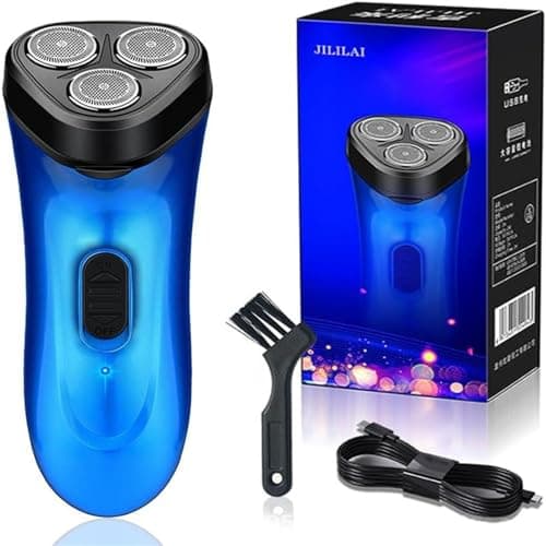 Men's Rechargeable Shaver Lightweight Grooming Kit with Detachable Brush Portable for Travel & Daily Use Compact Wet/Dry Trimmer (Blue, One Size) — view 3