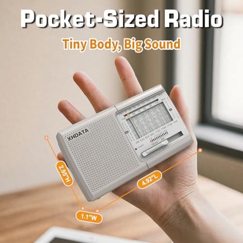XHDATA D219 Portable Radio Retro FM AM SW Radio Battery Operated for Household Outdoor Camping Hiking Pocket Radio Beige — view 4